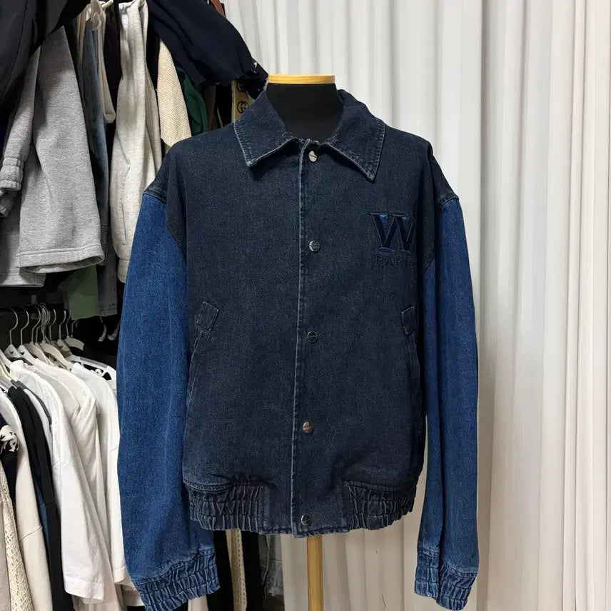 [BUNJANG] WooYoungmi Denim Varsity Jacket / {새상품급/48}우영미 데님 바시티 자켓