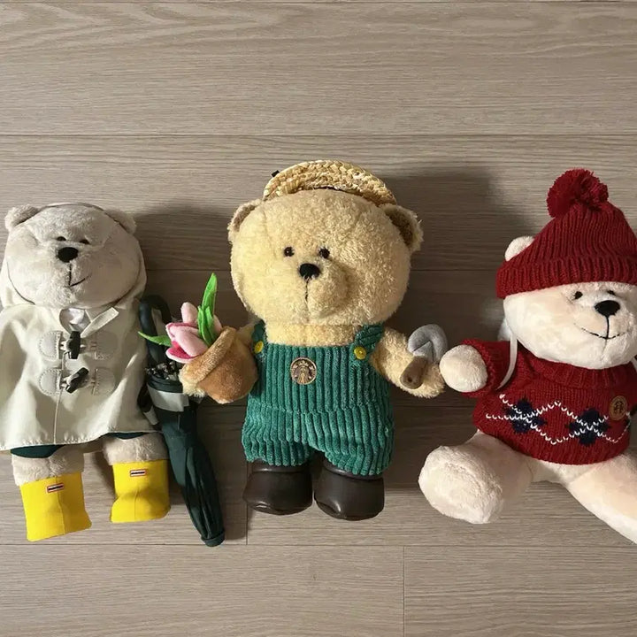 [BUNJANG] Starbucks Bearista 3-Set Plush Dolls / 스타벅스 베어리스타 정품 인형 3종
