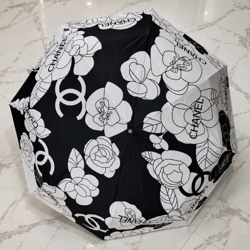 [BUNJANG] Chanel Camellia 5-Section Automatic Umbrella Full Box New / 샤넬 까멜리아  5단 양우산 풀박스 새상품