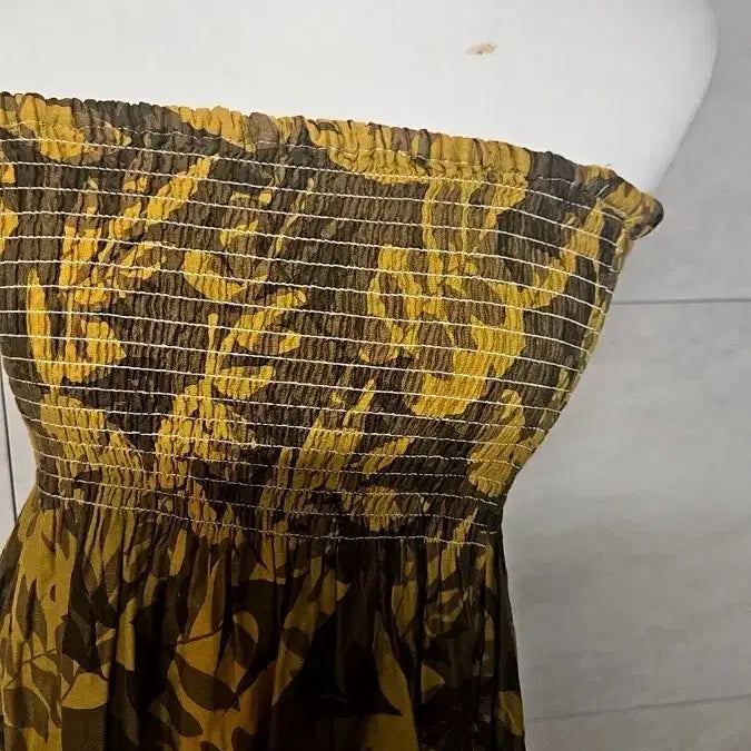 [BUNJANG] Flower Pattern Long Dress / 플라워 패턴 밴딩 롱 원피스