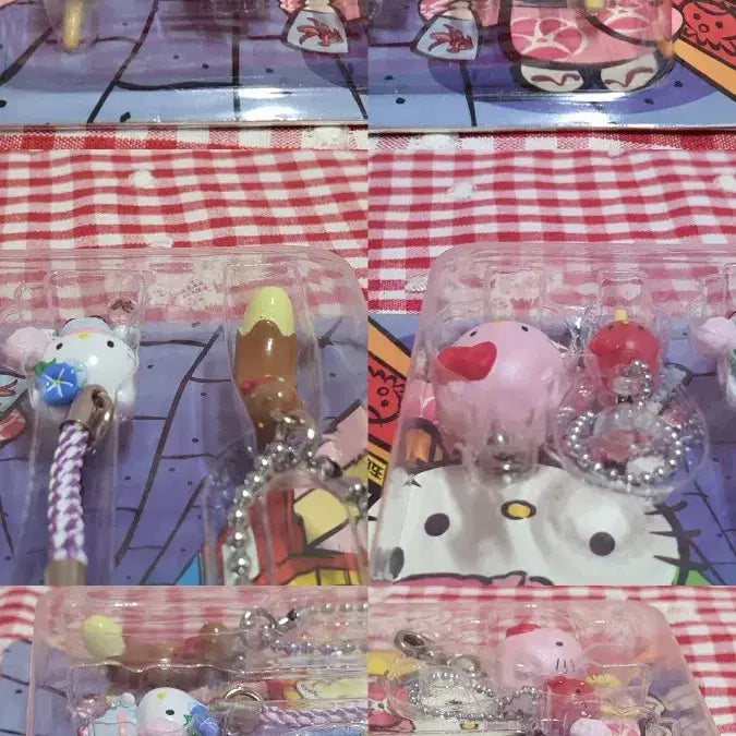 [BUNJANG] Hello Kitty Summer Matsuri Boxed Straps Bundle / 고전 키티 여름 마츠리 박스형 스트랩 4개일괄 (초코바나나 솜사탕 빙수)