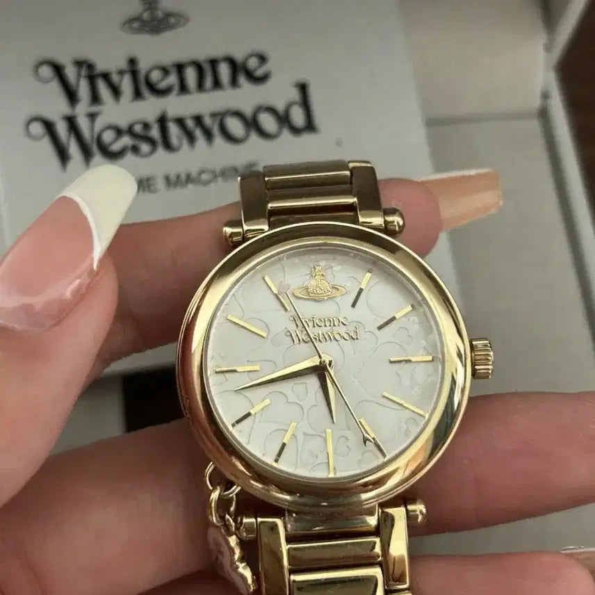 [BUNJANG] Vivienne Westwood VV006WHGD Heart Emboss + Heart Charm Watch / 비비안웨스트우드 VV006WHGD 하트엠보+하트참