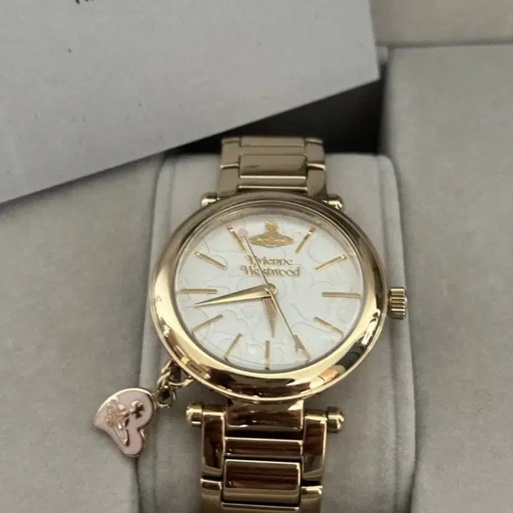 [BUNJANG] Vivienne Westwood VV006WHGD Heart Emboss + Heart Charm Watch / 비비안웨스트우드 VV006WHGD 하트엠보+하트참