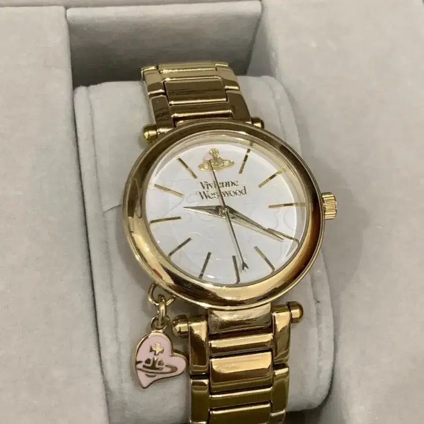 [BUNJANG] Vivienne Westwood VV006WHGD Heart Emboss + Heart Charm Watch / 비비안웨스트우드 VV006WHGD 하트엠보+하트참