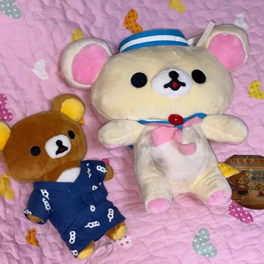 [BUNJANG] Rilakkuma Onsen Yukata &amp; Korilakkuma Marine Plush Bundle Set / 리락쿠마 온천 &amp; 코리락 마린 인형 두세트 일괄