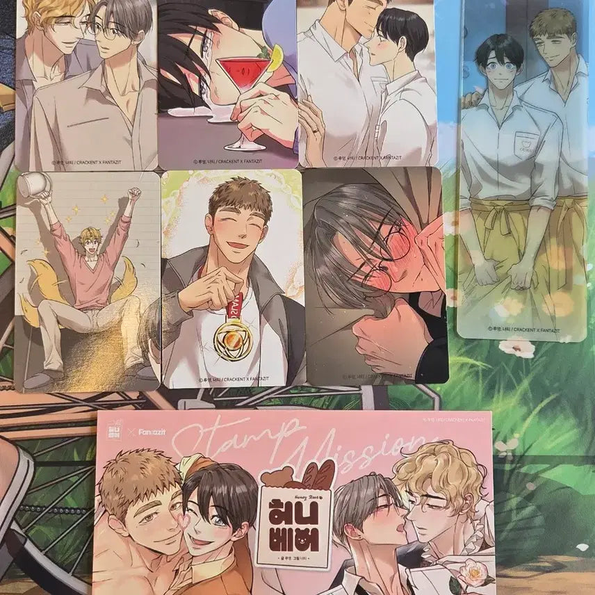 [BUNJANG] Fantazit Honey Bear Stamp Mission Card Bundle Set (6 types) + Bookmark (1 type) / 판타지트 허니베어 스탬프 미션 카드 6종+투명 책갈피 1종 일괄