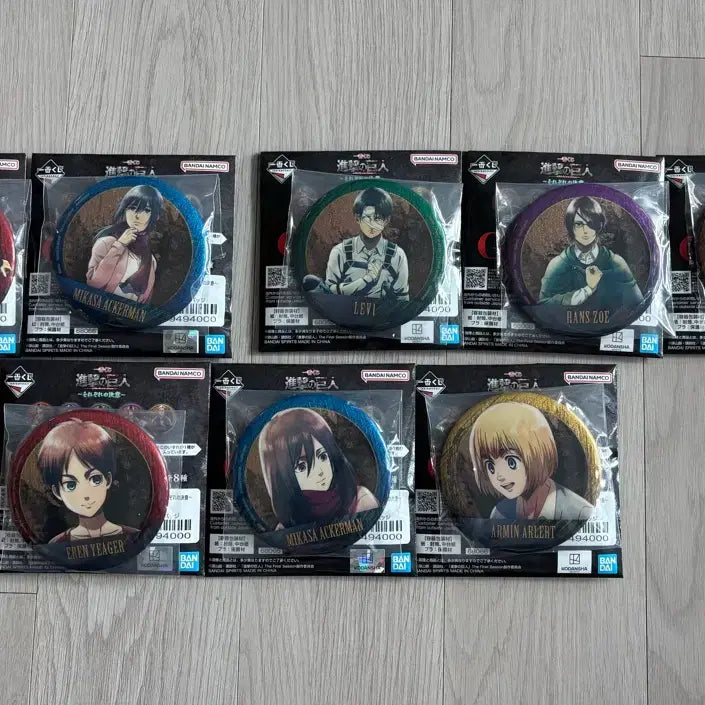 [BUNJANG] Attack on Titan Ichiban Kuji Prize G Full Set Can Badges Bundle Set / 일괄) 진격거 제일복권 G상 캔뱃지 풀세트