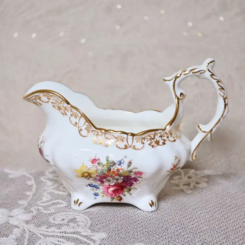 [BUNJANG] Hammersley Floral Bouquet Creamer / 영국 앤틱 빈티지 해머슬리 크리머 플로럴 부케 골드 수집 그릇 인테리어