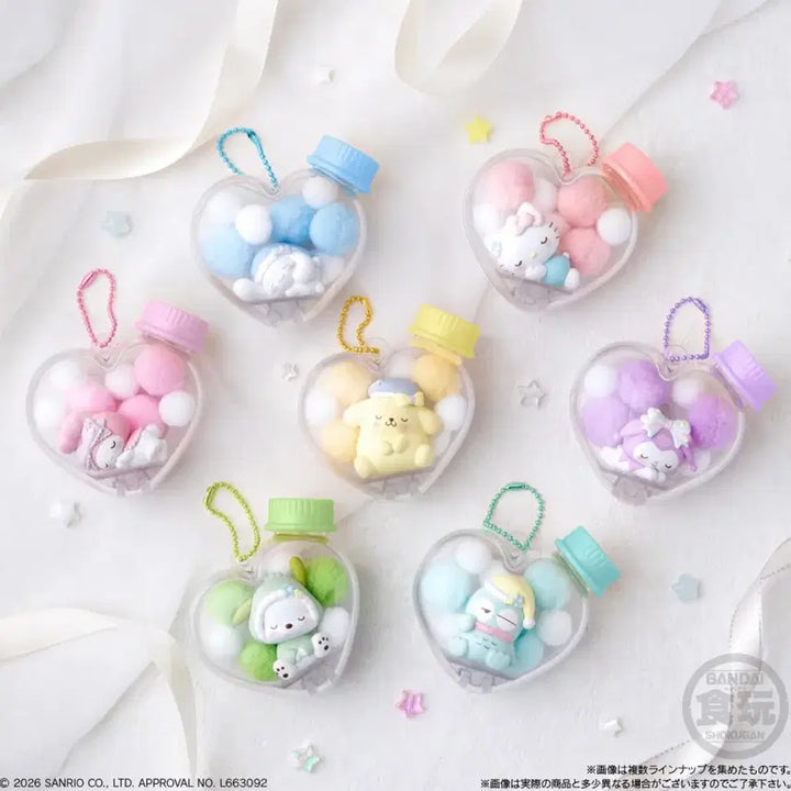 [BUNJANG] Sanrio Character Mofu Heart Case Mascot Set / 산리오 캬라모후 하트 케이스 마스코트 5종
