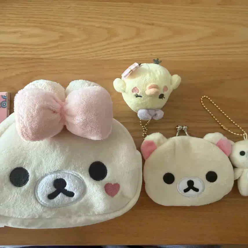 [BUNJANG] Rilakkuma Korilakkuma Makeup Pouch &amp; Mini Keyring Bundle / 코리락쿠마