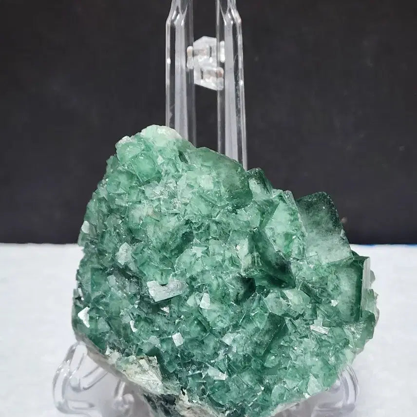 [BUNJANG] Natural Green Fluorite Crystal Cluster with Stand / 천연크리스탈 그린 플루오라이트 원석+받침대