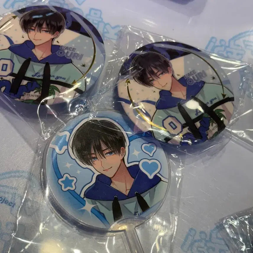 [BUNJANG] Tamon-kun Pop Bubble Pop-up Cafe Uchiwa Fan &amp; Can Badge Bundle Set / 타몬군 지금 어느쪽? 팝버블 팝업 카페 우치와 캔뱃지 오우리 양도