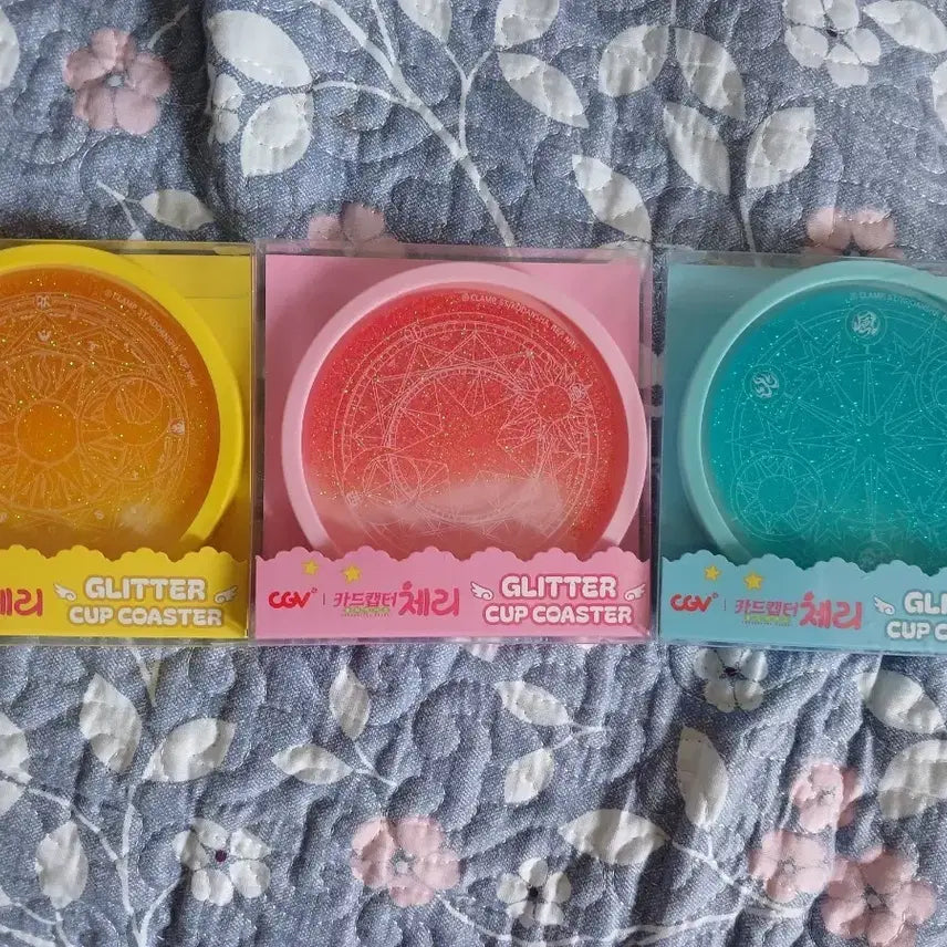 [BUNJANG] Cardcaptor Sakura Glitter Cup Coaster 3-Set / (미개봉 새상품) CGV 카드캡터 체리 글리터 컵 코스터 3종 세트 판매