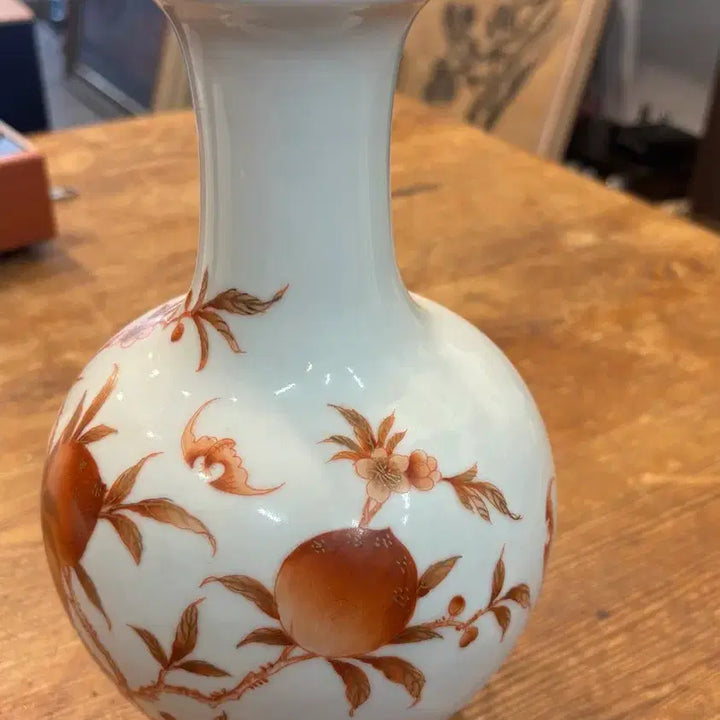[BUNJANG] Enameled Celadon Vase with Peach Blossom Design / 법랑채 도화문 화병
