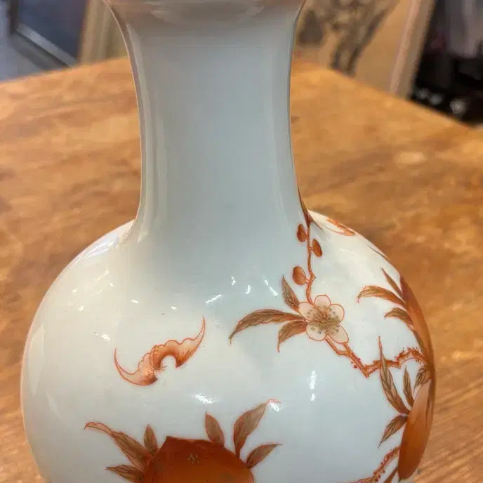 [BUNJANG] Enameled Celadon Vase with Peach Blossom Design / 법랑채 도화문 화병