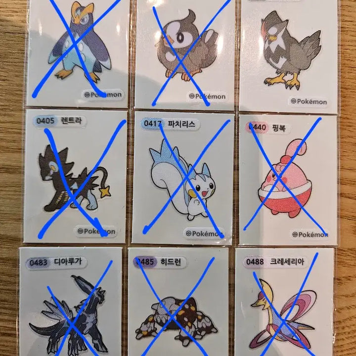 [BUNJANG] Pokemon Stickers - Honchkrow, Pachirisu, Blissey, Cresselia / 포켓몬 띠부씰 찌르호크