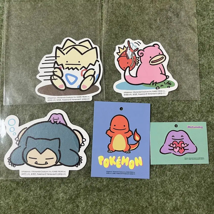 [BUNJANG] Pokemon Playground Cafe Paper Sticker Set / 포켓몬 메타몽 야돈 토게피 잠만보 파이리 놀이터 카페 스티커 종이