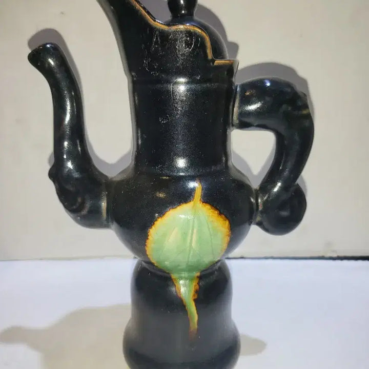 [BUNJANG] Black Glazed Celadon Leaf Pattern Jar / 흑유 낙엽문 집호
