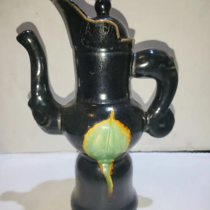 [BUNJANG] Black Glazed Celadon Leaf Pattern Jar / 흑유 낙엽문 집호