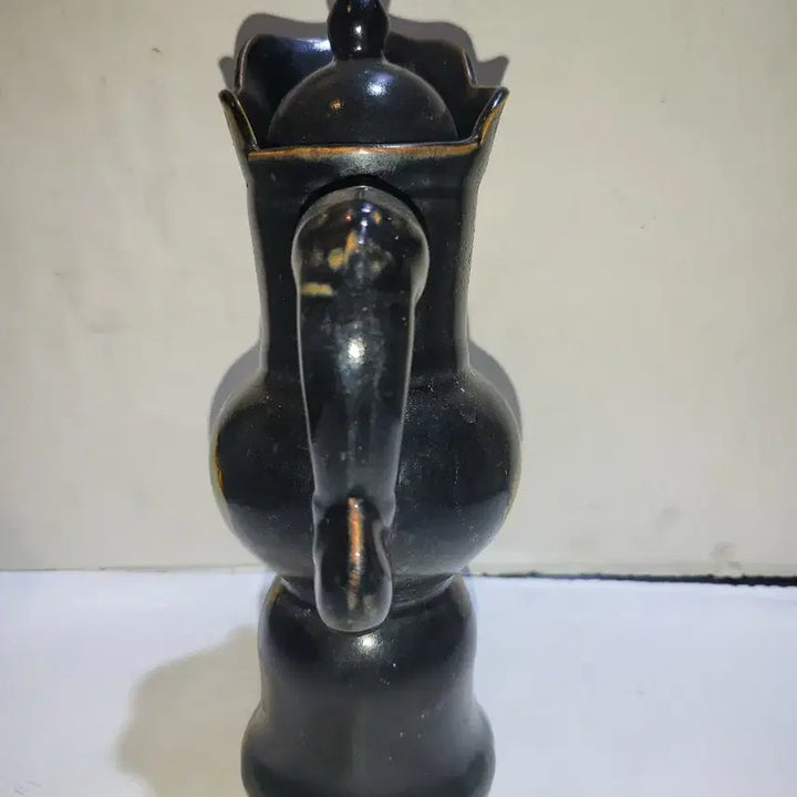 [BUNJANG] Black Glazed Celadon Leaf Pattern Jar / 흑유 낙엽문 집호