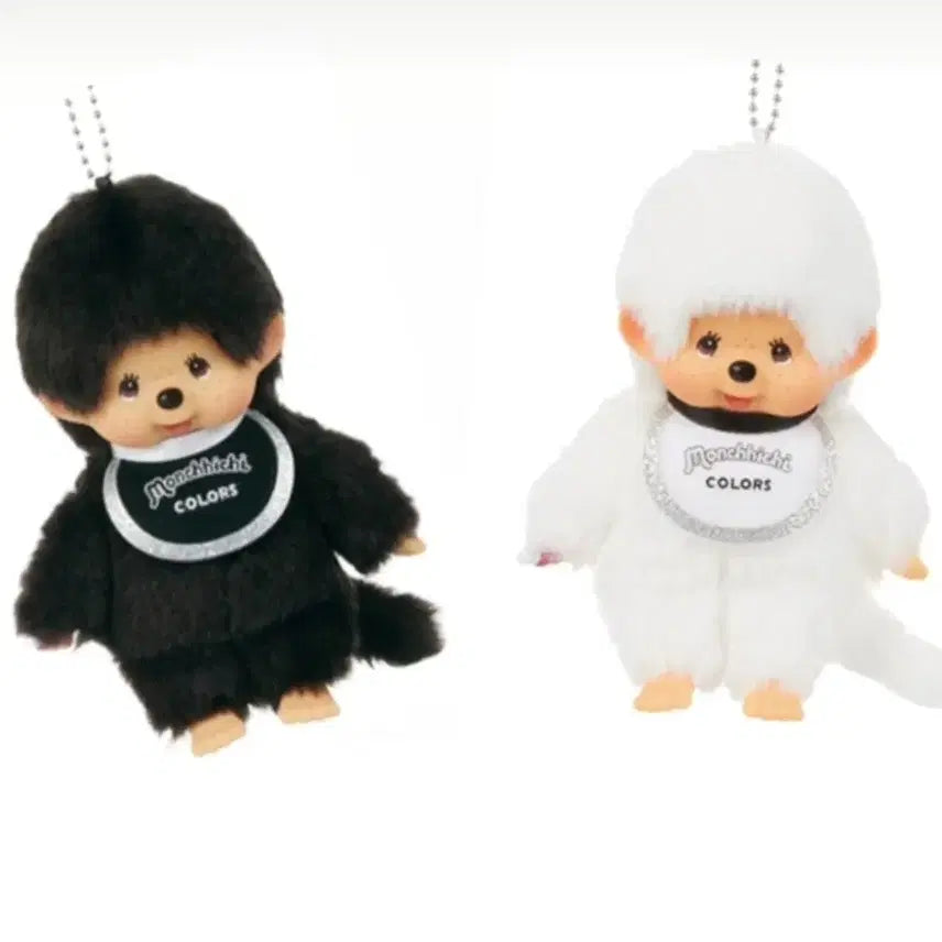[BUNJANG] Monchhichi Colors Keychain Set - Black &amp; White / 몬치치 컬러즈 키링 블랙 화이트 2종 일괄 새제품