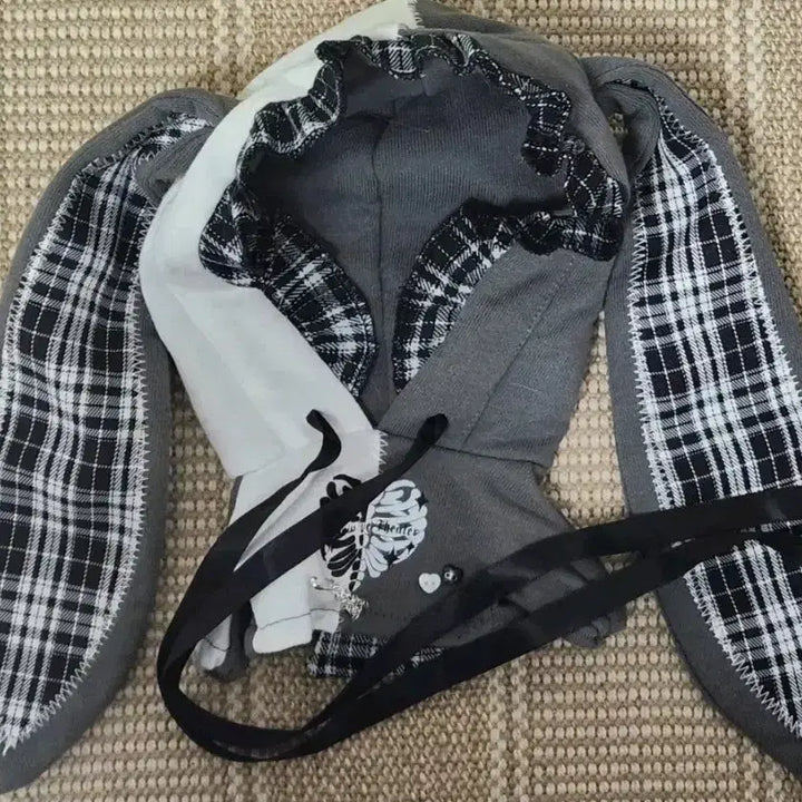[BUNJANG] 20cm Wed. Bone Ggug Doll with Detachable Braided Headband and Gothic Rabbit Hoodie / 20cm 솜인형 웬스티 양도