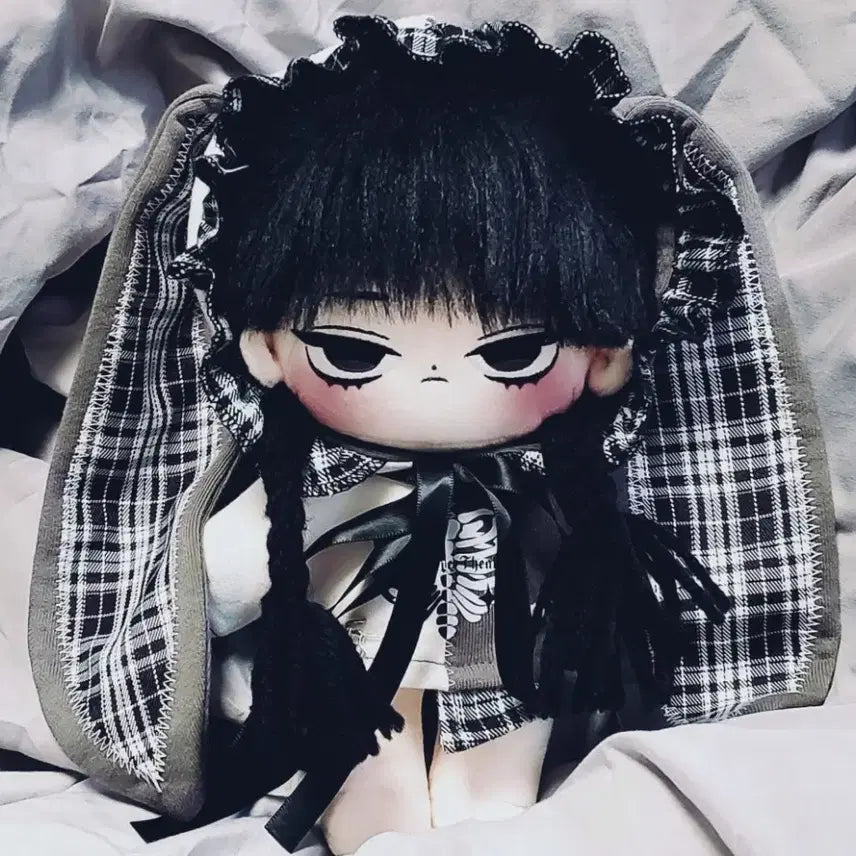 [BUNJANG] 20cm Wed. Bone Ggug Doll with Detachable Braided Headband and Gothic Rabbit Hoodie / 20cm 솜인형 웬스티 양도