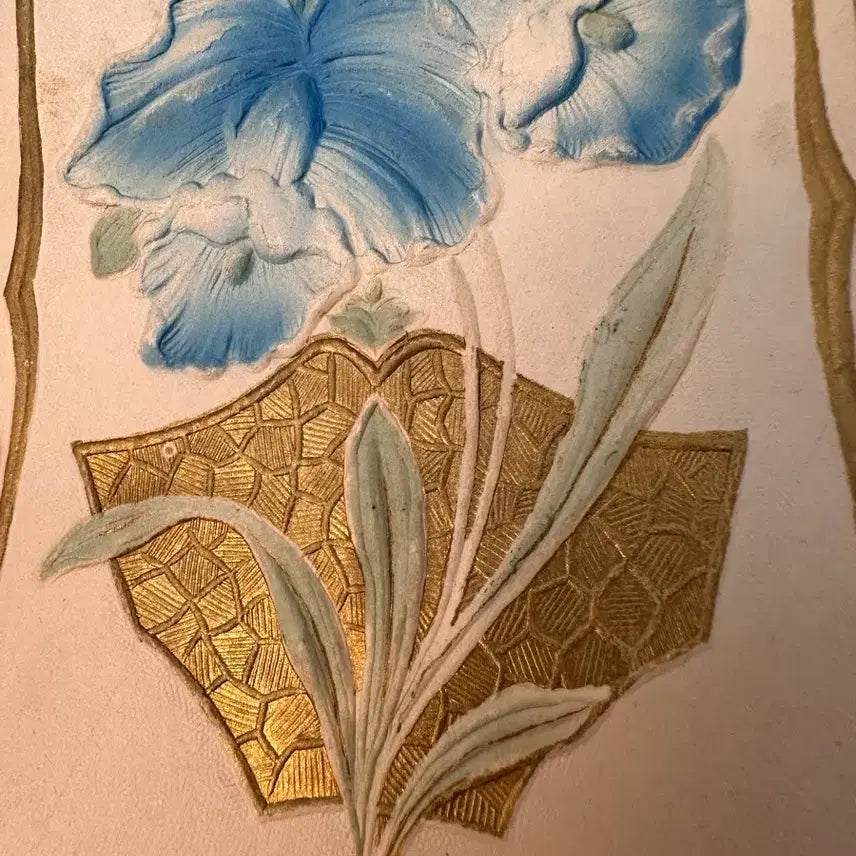 [BUNJANG] Antique Embossed Blue Floral Postcard / 앤틱엽서 엠보싱 입체양각 블루플라워