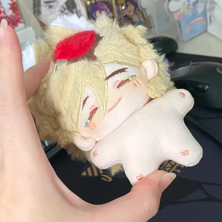 [BUNJANG] Douma 10cm Plush Doll + Bread Hat Bundle / 도우마 속성 10cm 솜인형+식빵 모자 의상 일괄 판매 귀멸 10깅
