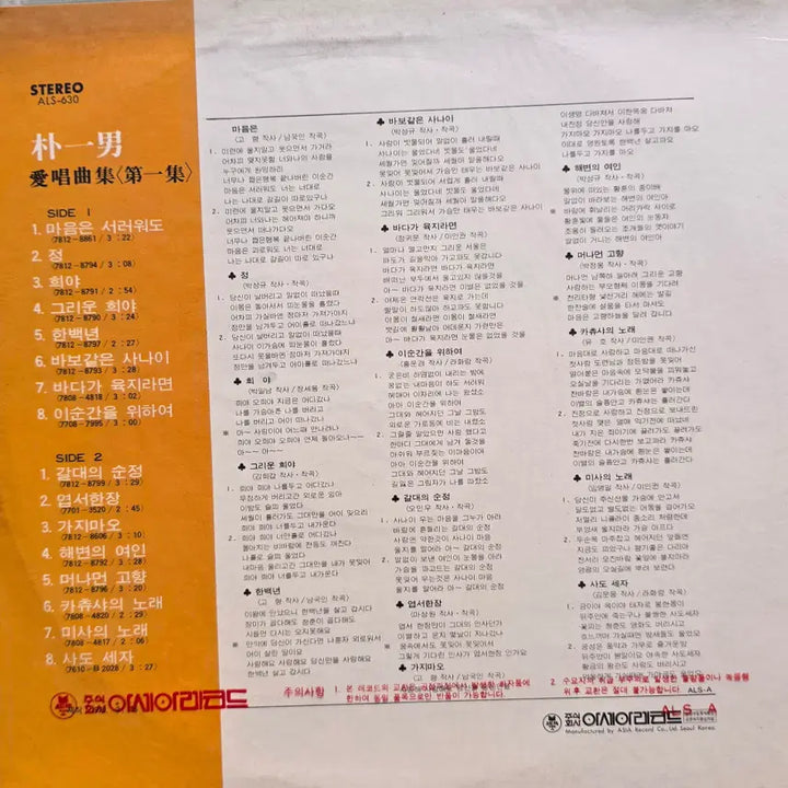 [BUNJANG] Park Il Nam Unused LP / 박일남 미사용 LP