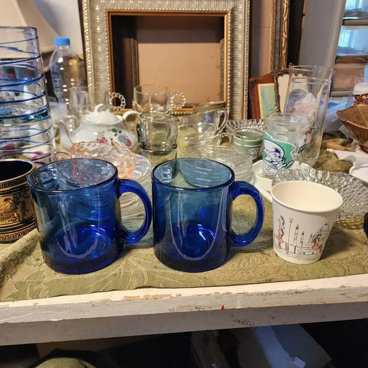 [BUNJANG] Vintage USA Made Thick &amp; Heavy Glass Tumbler Set / 2개에22000USA 미사용 지름8.6cm높이9.5cm 두껍고 묵직합니다