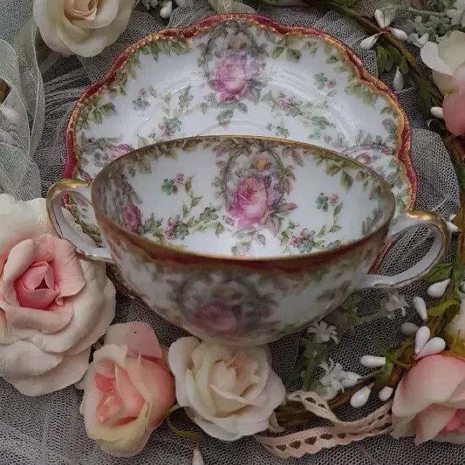[BUNJANG] Haviland Limoges Floral Gilt Teacup Set / 프랑스하빌랜드 리모즈