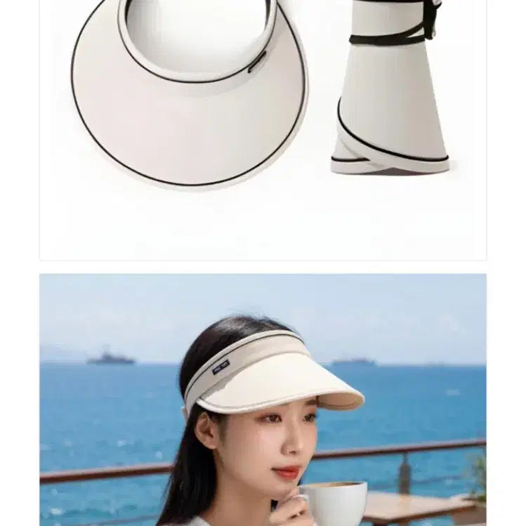 [BUNJANG] Foldable Portable Sun Cap Set (Black + Ivory) / 썬캡 블랙+아이보리 2개세트(새상품)
