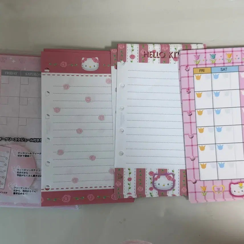 [BUNJANG] Classic Kitty 6-Hole Diary Refill Pages - Rose Kitty &amp; Tulip Kitty / 고전 키티 다이어리 6공 속지 리필 장미키티 튤립키티