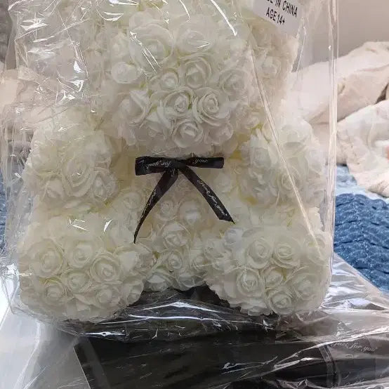 [BUNJANG] Rose Bear Plush Toy White / 인형 장미곰 화이트