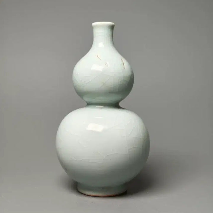 [BUNJANG] Late Ming Dynasty Celadon Glazed Twin-Gourd Vase - Chinese Porcelain Antique / [진품] 명대 말기 출토품 용천요 청자 빙렬유 호리병 중국도자기 골동품
