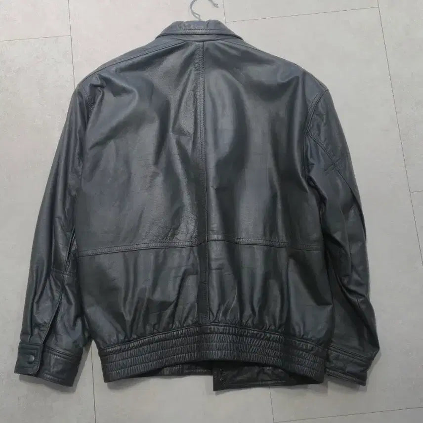 [BUNJANG] Vintage Leather Jacket - Grey Olive / 빈티지레더자켓 그레이올리브
