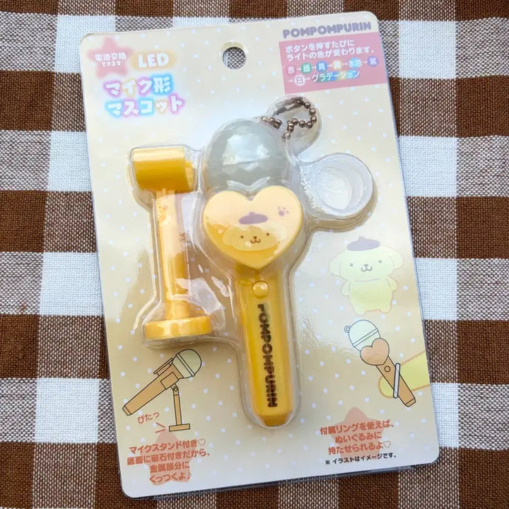 [BUNJANG] Pochitto Pompompurin LED Microphone Keychain / 새상품 피탓토 폼폼푸린 LED 마이크 키링