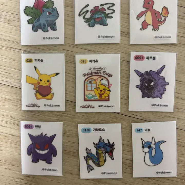 [BUNJANG] Pokemon Stickers Bundle (Bulbasaur, Venusaur, Charmeleon, Pikachu, Cloyster, Gengar, Gyarados, Dratini) / 포켓몬 띠부씰(이상해풀,이상해꽃,리자드,피카츄,파르셀,팬텀,갸라도스,미뇽