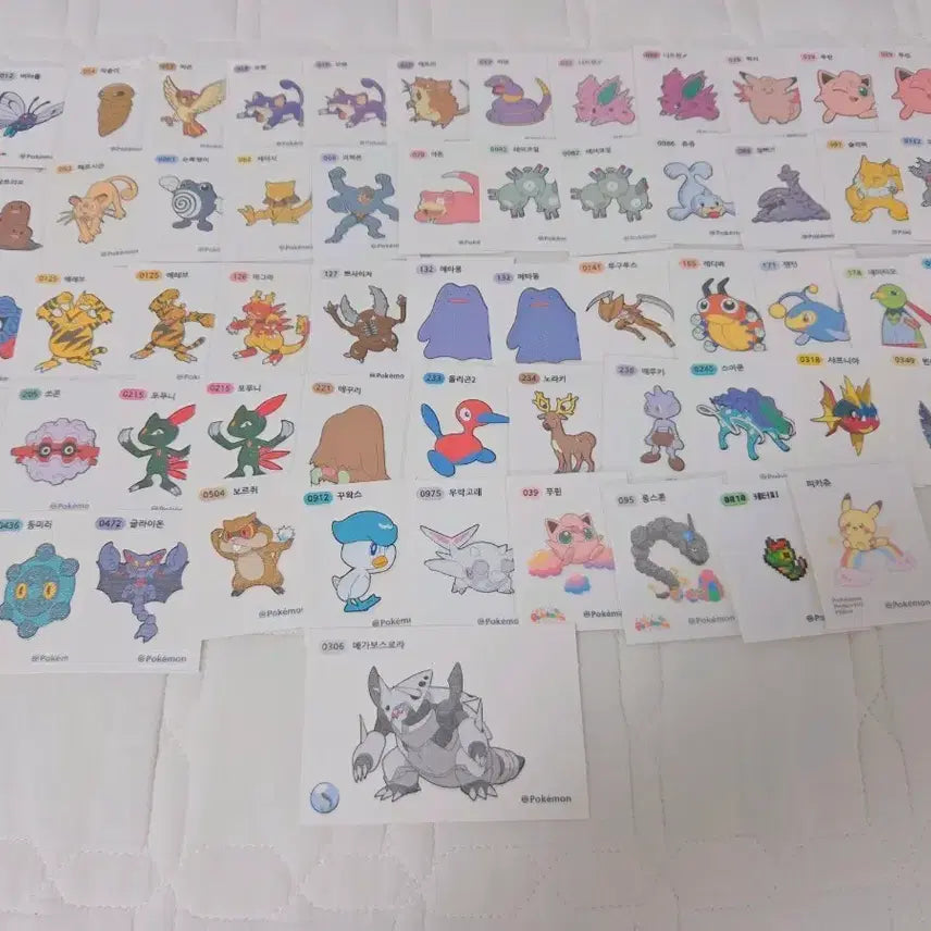 [BUNJANG] Pokemon Sticker Set (59 pcs) Bundle - Mega Aggron, Pikachu, Ditto / 포켓몬스터 포켓몬 띠부띠부씰 59장 일괄 메가 보스로라 피카츄 메타몽