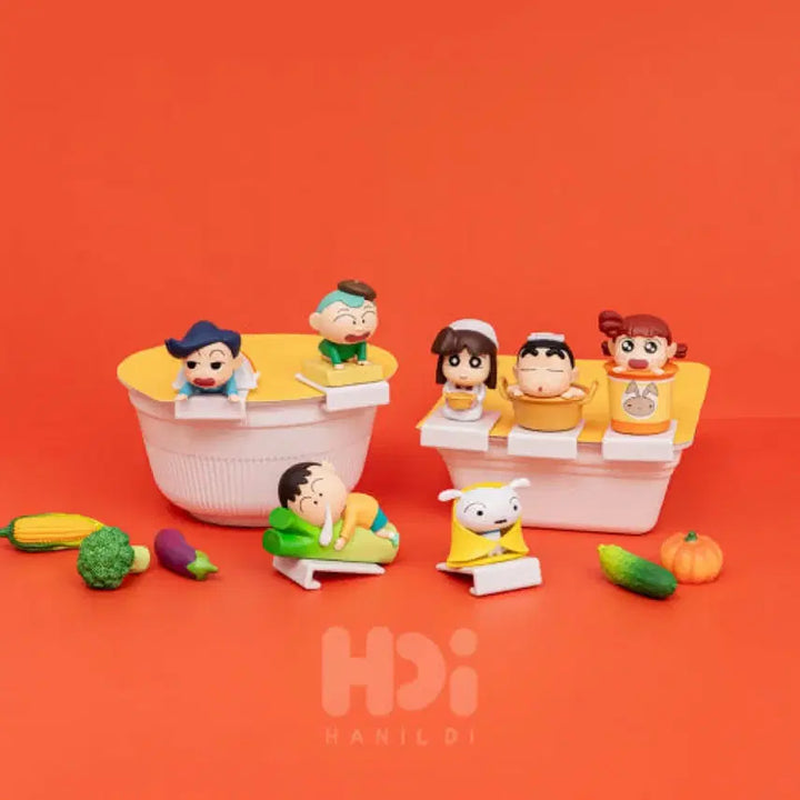 [BUNJANG] Crayon Shin-chan Chibi Ramen Stopper Figures (Bundle Set) / (일괄) 짱구 라면스토퍼 철수 유리 훈이 피규어 컵라면