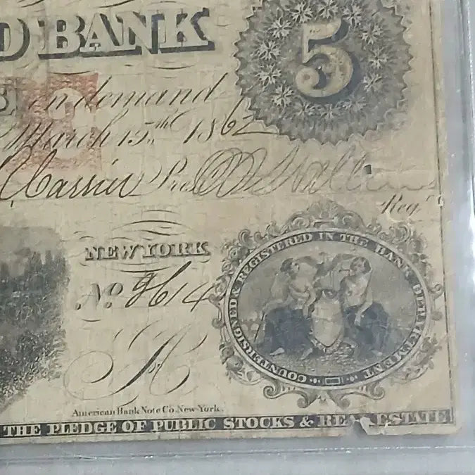 [BUNJANG] Westfield Bank 1862 $5 Note / 웨스트 윈필드 은행권 5달러 1862년