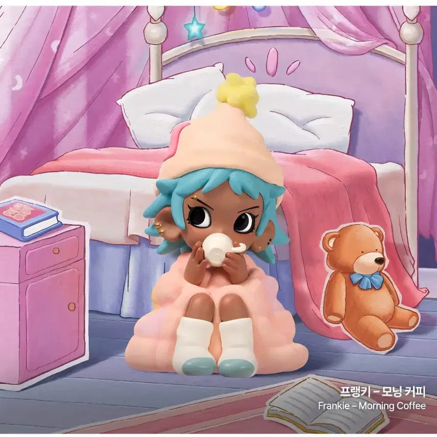[BUNJANG] Pop Mart Peach Riot Sleep Over Series Frankie Morning Coffee Figure / 팝마트 미니 피치 라이엇 슬립 오버 시리즈 프랭키 모닝커피