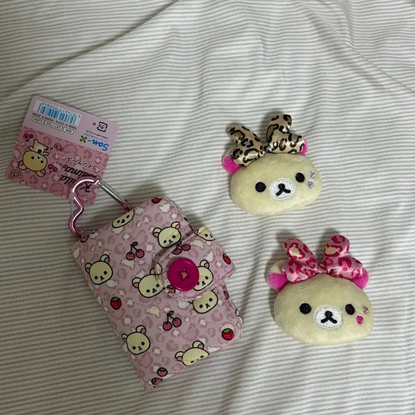 [BUNJANG] San-X Rilakkuma Leopard Print Wallet &amp; Badge Set / 산엑스 코리락 가득 호피 지갑 뱃지 세트