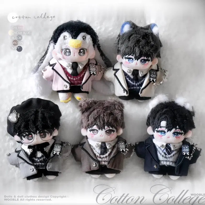 [BUNJANG] 5cm Doll Clothes Woobel Cotton College All-in-One Set / 5cm 인형 옷 우블 코튼컬리지 올인 원가 양도