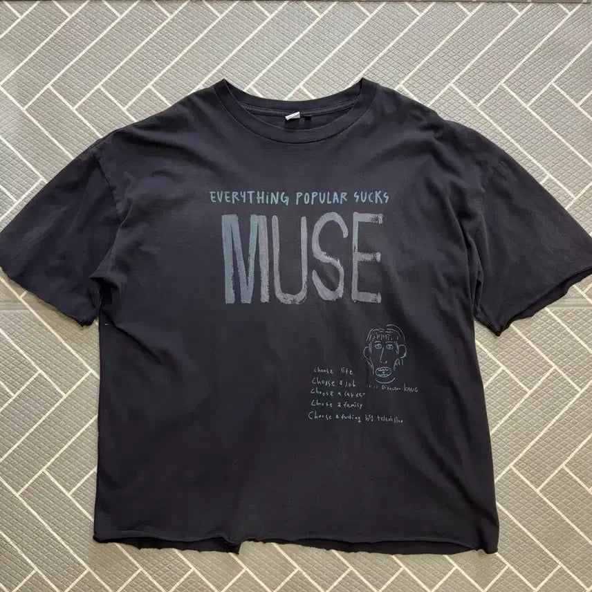 [BUNJANG] Politedu Lettering Muse Tee Low-Cut Black / 4) 폴리테루 레터링 뮤즈 티 로우컷 블랙 뮤즈티