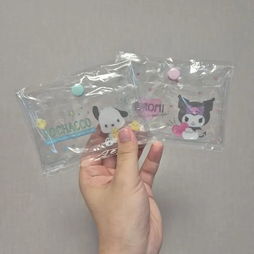 [BUNJANG] Sanrio Pochacco &amp; Kuromi Transparent Pouch Set / 산리오 포차코/쿠로미 투명 파우치