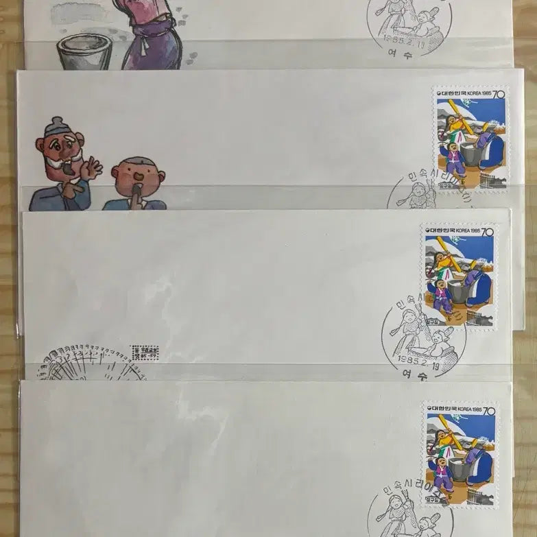 [BUNJANG] 1985 First Day Cover Collection / 민속시리즈1집, 까세3종백봉1종, 4종, 초일봉피