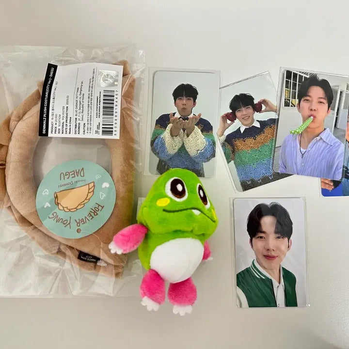 [BUNJANG] Day6 Dannimals Plush Costume Plush Doll Keyring Photocard Set / 데이식스 데니멀즈 데멀 플러시 코스튬 대구 만두 + 키링 + 도운 포카