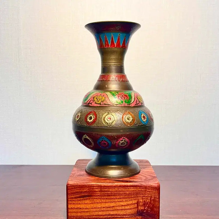 [BUNJANG] Indian Handmade Cloisonné Brass Vase / 인도 수공예 칠보 동 화병